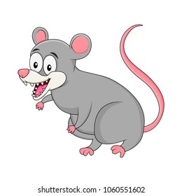 Cartoon opossum rodent isolated on white background
