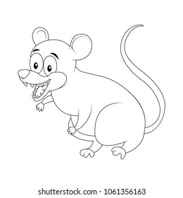 Cartoon opossum rodent outline isolated on white background
