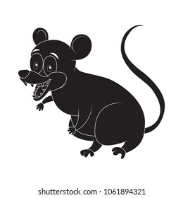 Cartoon opossum rodent silhouette isolated on white background
