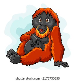 Cartoon Orang Utan Isolated On A White Background.