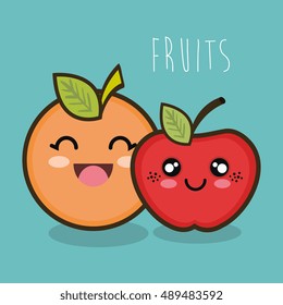 cartoon orange apple facial expression graphic