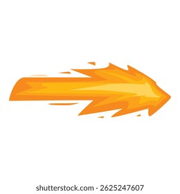 Cartoon orange arrow with flames coming off of it, giving the impression of speed