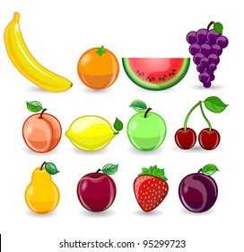 Cartoon Orange Banana Apples Strawberry Pear Stock Vector (Royalty Free ...