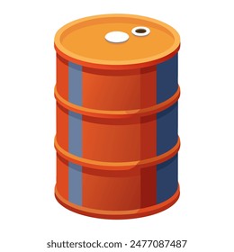 Cartoon of orange and blue oil barrel on white background