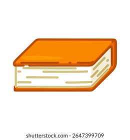 Cartoon Orange Book Icon. Cartoon orange book with visible pages in flat style. Bright and simple design on white background.