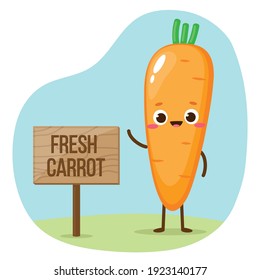 Cartoon orange carrot emoji. Cute carrot character vector illustration