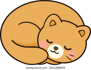 Um gato laranja de desenho animado está enrolado no chão.