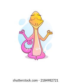 Cartoon orange character chameleon meditating