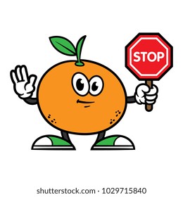 Cartoon Orange Character Holding Stop Sign