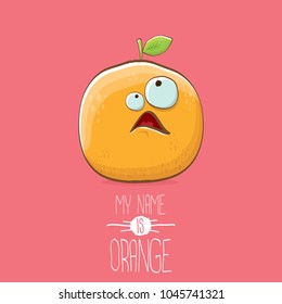 cartoon orange character isolated on white background. My name is orange vector concept. vector super funky citrus fruit summer food character