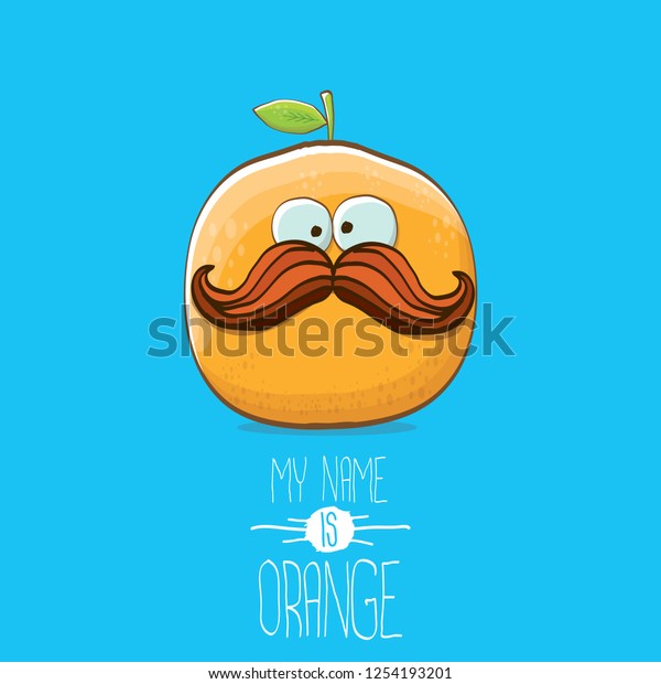 Cartoon Orange Character Isolated On Blue Stock Vector Royalty