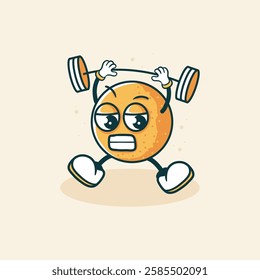 A cartoon orange character is shown weightlifting, showcasing strength and healthy living.