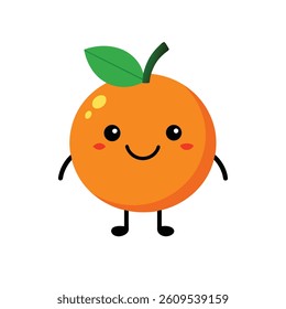 Cartoon Orange Character in Smiling Fruit Mascot Vector Design 