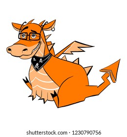 Cartoon, an orange dragon