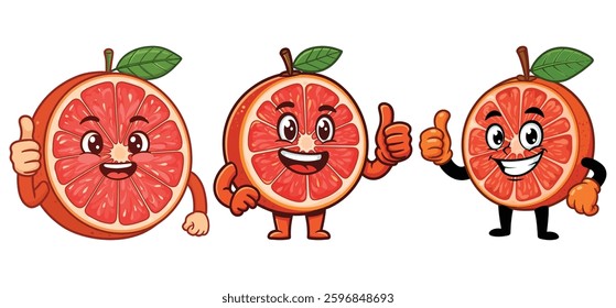 Cartoon orange fruit character giving a thumbs up making a vector illustration with white background