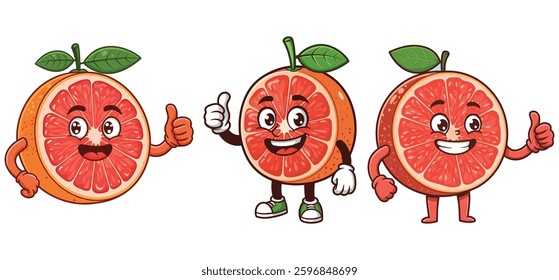 Cartoon orange fruit character giving a thumbs up making a vector illustration with white background
