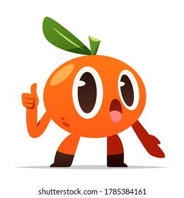 Cartoon orange fruit character vector isolated illustration