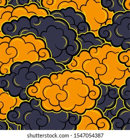 Cartoon Orange And Grey Cloud Sky Seamless Background
