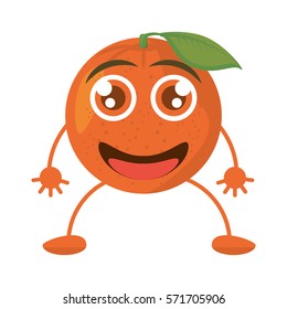 cartoon orange happy fruit vector illustration eps 10