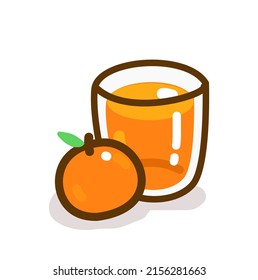 Cartoon orange juice on white background.