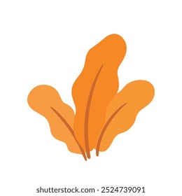 Cartoon Orange Leaves Icon Art with Aesthetic Vector Illustration for Autumn Nature Background and Banner Element Decoration