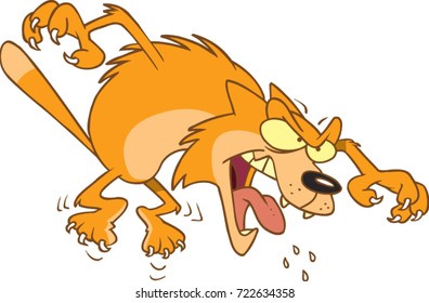cartoon orange mad cat attacking