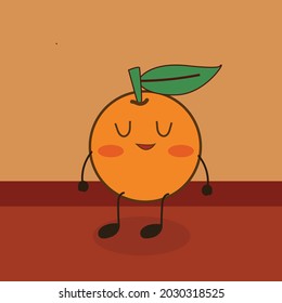 Cartoon-Orange auf braunem Hintergrund