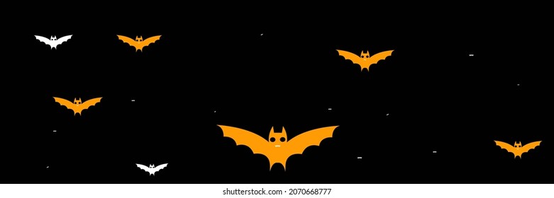 Cartoon Orange Party Grey Fear Bats. Horror Vampire White Gothic Mysterious Halloween Modern Design. Chaos Sky Spooky Monster Scary Backdrop. Creepy Black Faces Dracula Funny Bats Background.