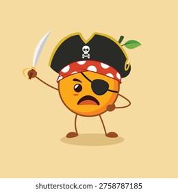 Cartoon Orange pirate with eye patch and sword