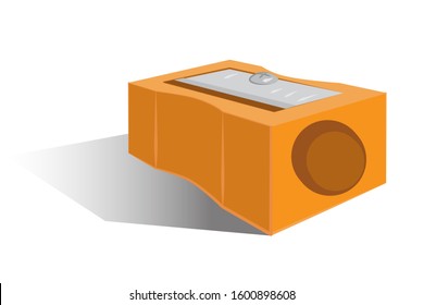 Cartoon orange plastic vector sharpener with shade