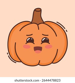 Cartoon orange pumpkin. Flat vector illustration.