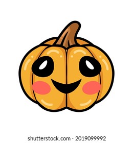 Cartoon orange pumpkin with happy face