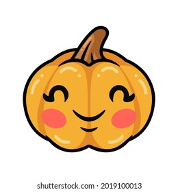 Cartoon orange pumpkin with happy face