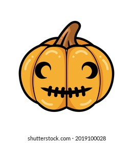 Cartoon orange pumpkin with happy face