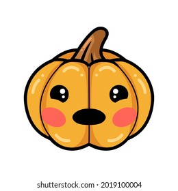 Cartoon orange pumpkin with sad face expression