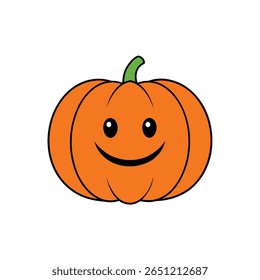 Cartoon orange pumpkin smiling halloween design Vector illustration