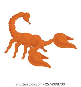 Cartoon orange scorpion raising claws with tail curved over body