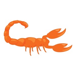 Cartoon orange scorpion standing in attacking position with raised stinger