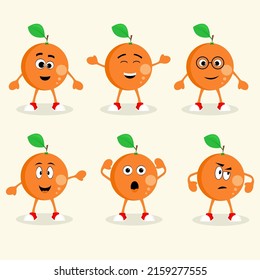 Cartoon orange set with different emotions.