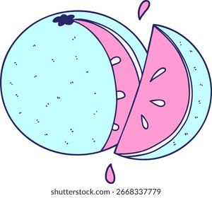 cartoon orange slice in bright neon color