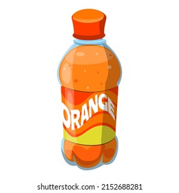 Cartoon Orange Soda Bottle. Illustration Isolated on a White Background.