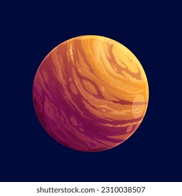 Cartoon orange space planet for fantasy galaxy game, vector alien world earth. Fantasy galactic giant orange planet with lava surface in outer space for extraterrestrial civilization or cosmos sky