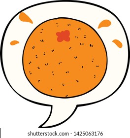 caricatura naranja con burbuja de habla