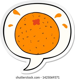 cartoon orange with speech bubble sticker