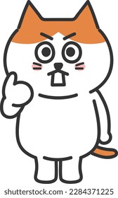 Cartoon orange tabby cat complaining about something or someone, vector illustration isolated on a transparent background.
