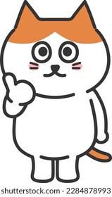 Cartoon orange tabby cat with thumbs up, vector illustration isolated on a transparent background.