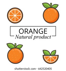 cartoon orange with text set
