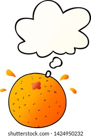 cartoon orange with thought bubble in smooth gradient style