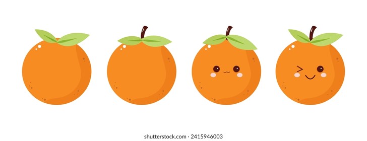 cartoon orange vector. cute fruit characters, kawaii orange	