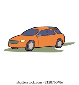 caricatura de coche de vagón naranja simple ilustración hecha en vector